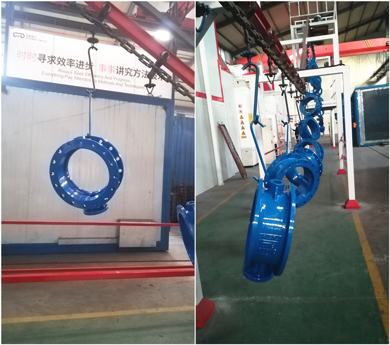 <铝都阀门品质可鉴>高温静电喷涂流水线